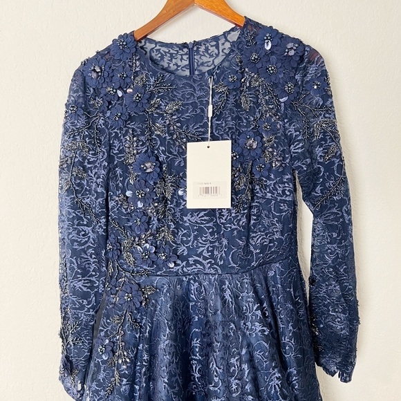 Mac Duggal Embellished Illusion Long Sleeve A Line Gown - Picture 3 of 10